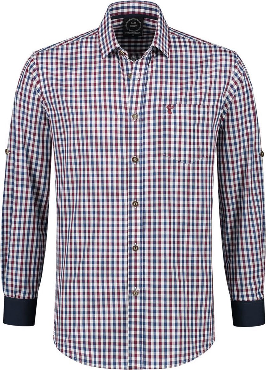 Oktoberfest overhemd blauw-wit-wijnrood | Maat XL